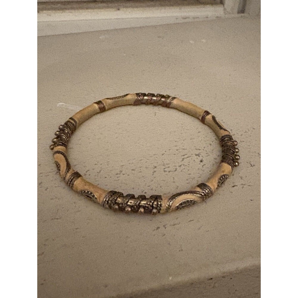 VintageLaila Rowe Gold Tone Metal And Enameled Bracelet Unique Rope Design 8 1/4